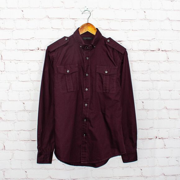 Public School Red Burgundy Button up Shirt Men's size Medium - Picture 1 of 6
